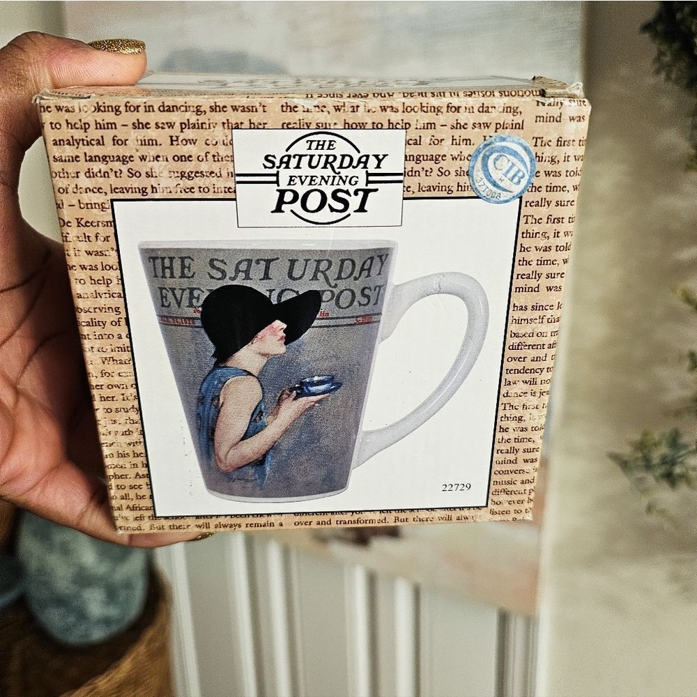 VTG The Saturday Evening Post Vogue Lady In the Wide Brim Hat Taper Style Coffee - Picture 6 of 15